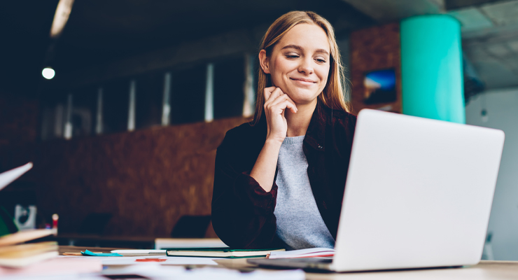 Young woman on computer