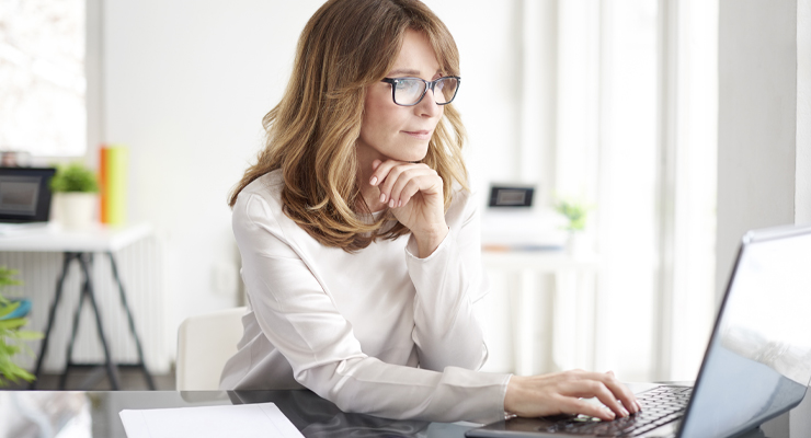 woman on computer