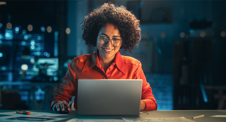 woman working on laptop