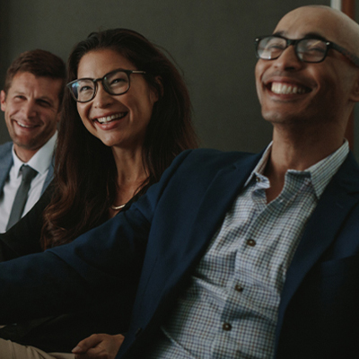 diverse professionals talking