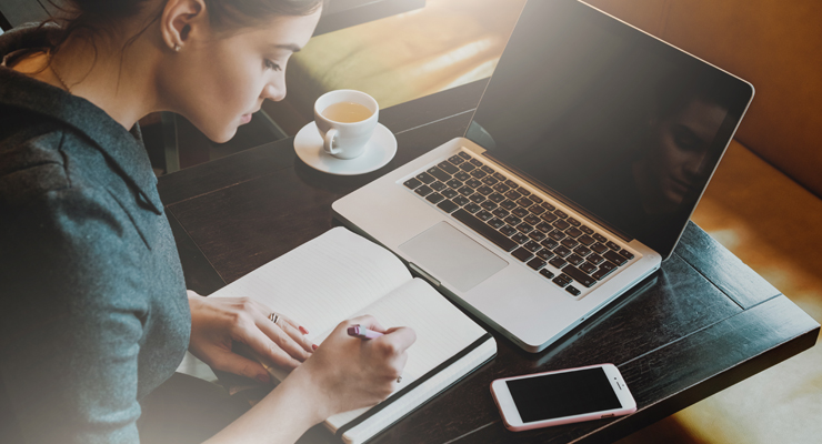 woman working on laptop